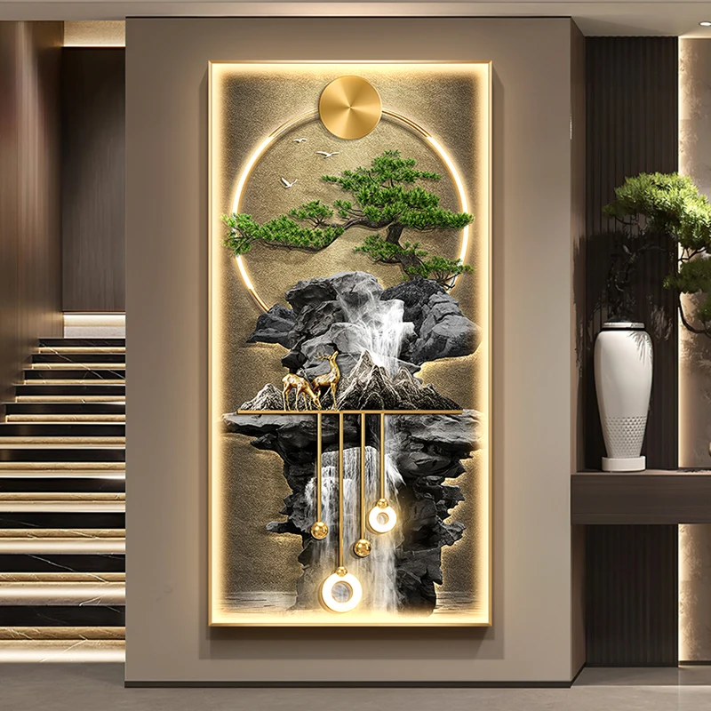 

Современный светодиодный настенный светильник, хрустальный фарфор для коридора, зеленое растение, украшение для дома в гостиной, подвесная живопись, настенный светильник