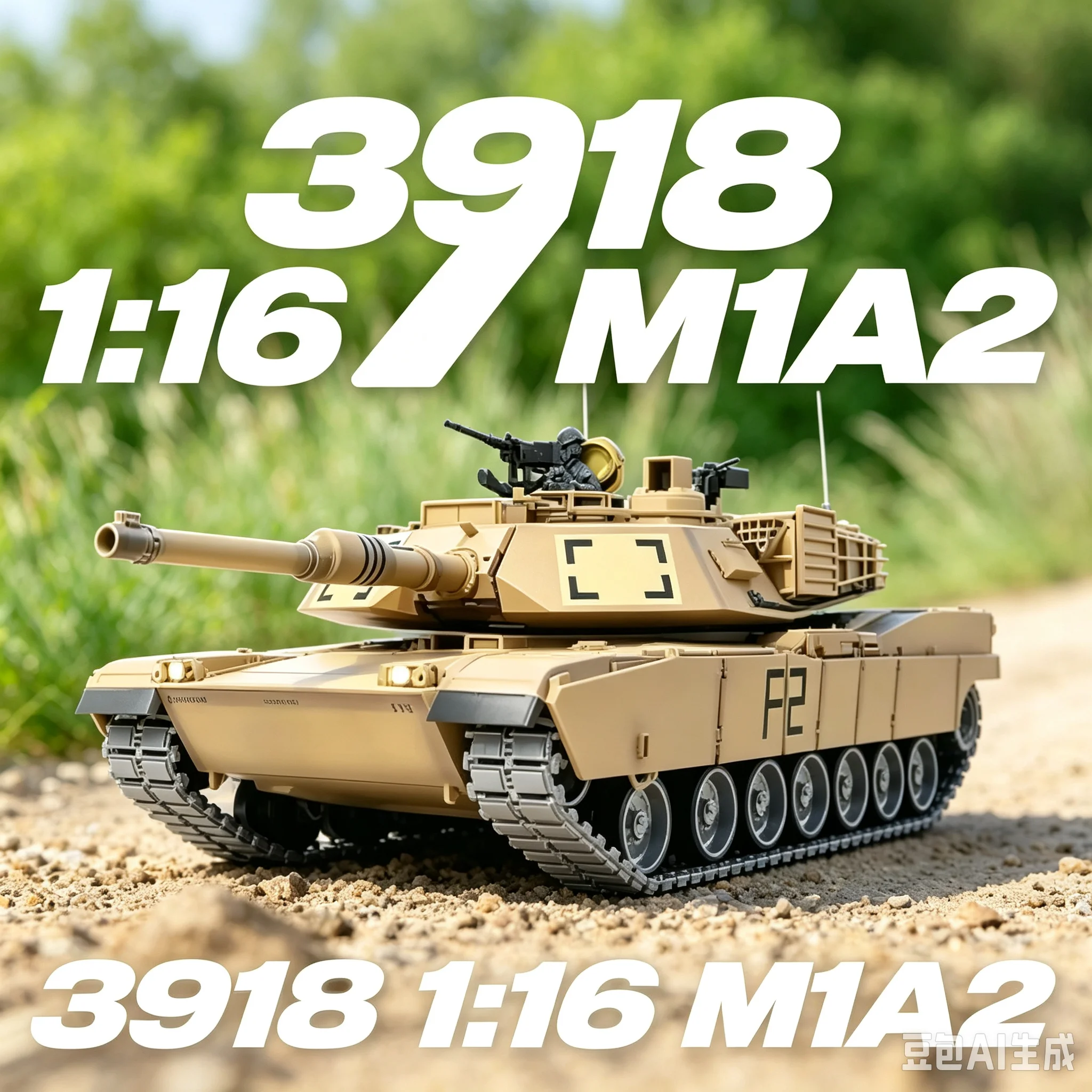 Heng Long 3918 M1A2 Remote Control Main Battle Tank 1:16 Scale 7.0 Version 2.4GHz Metal Tracks Infrared Shooting Desert Yellow