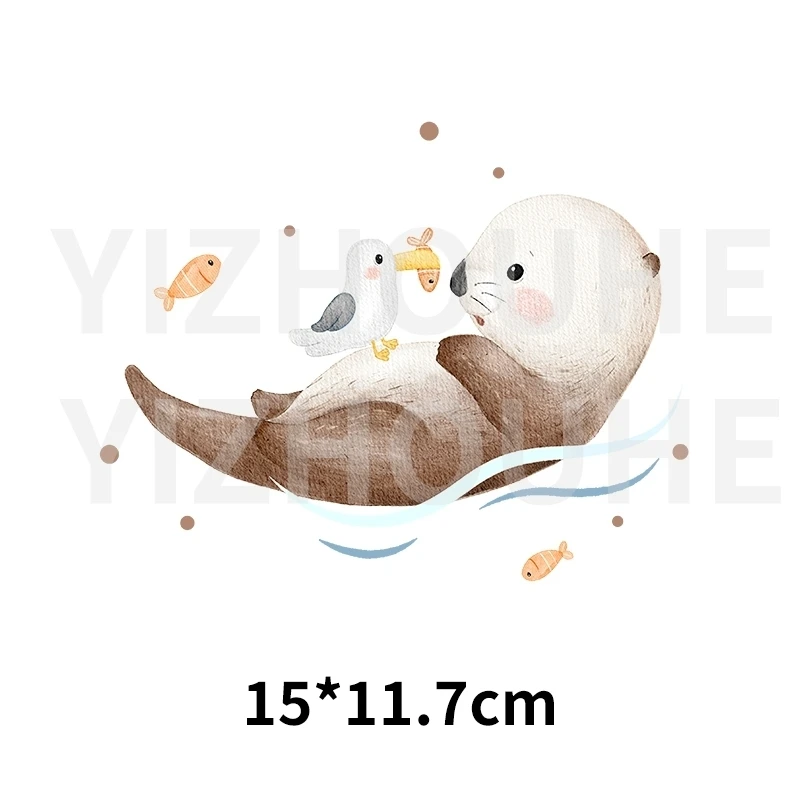 15cm DTF elephant and whale heat transfer DIY children's T-shirt hoodie decoration printed sticker Iron On washable hot stamping view 6