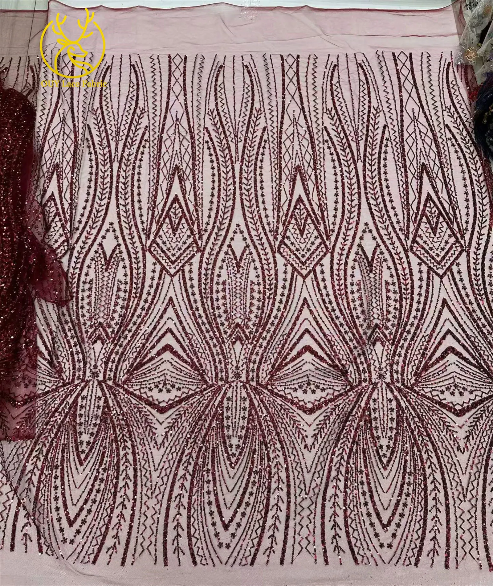 Exquisiter bunter afrikanischer Perlen-Mesh-Spitzenstoff, 5 Yards, hochwertiger französischer Tüll-Spitzenstoff zum Nähen von Brautkleidern – Detail 13