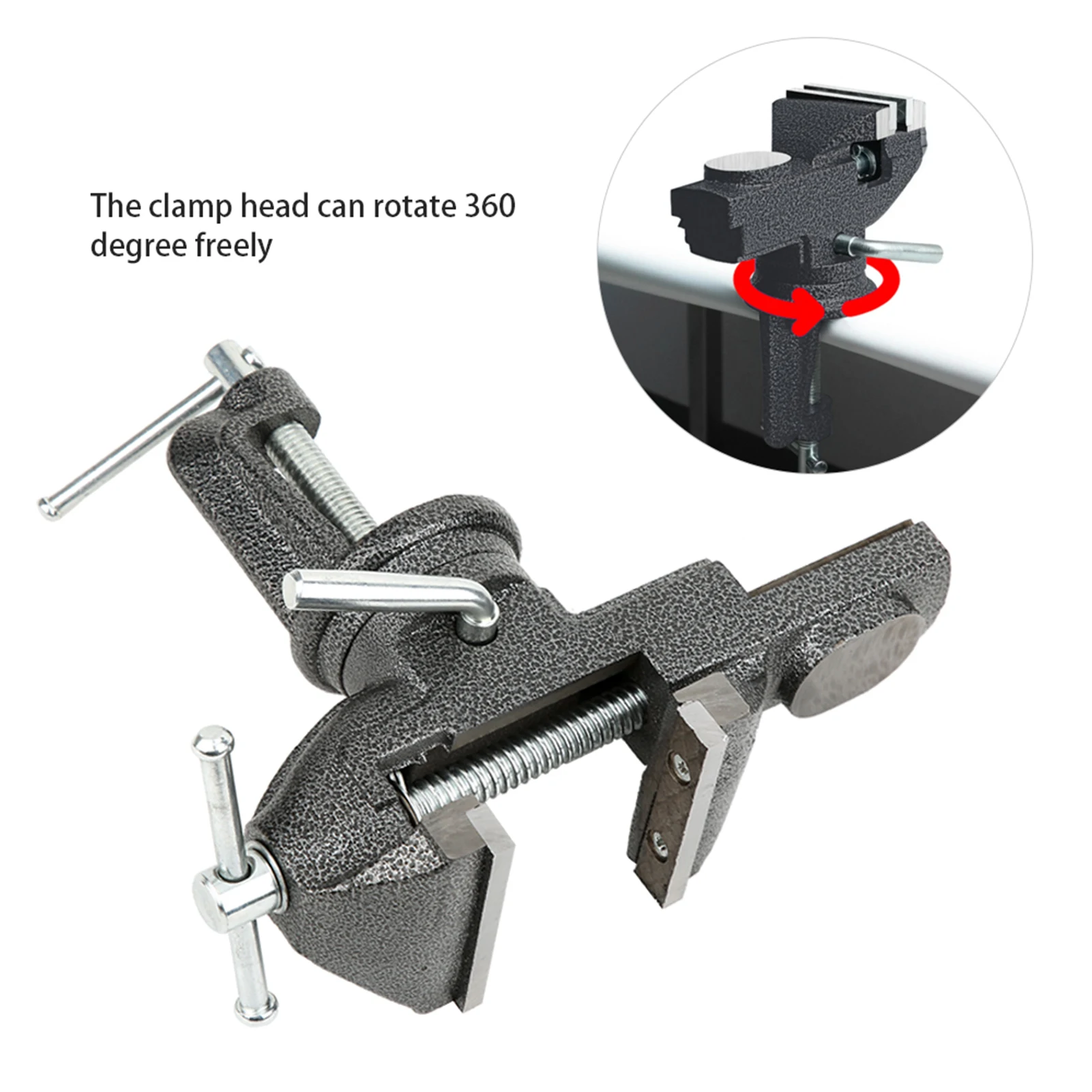 Miniature Clamp on Table Jewelers Hobby Clamp Bench Vise 80mm 360 Degree Work Table Miniature Clamp Cast Iron Workshop Equipment