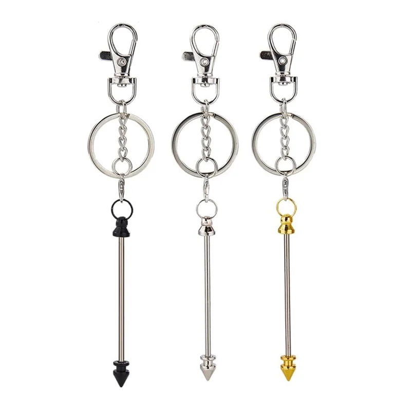 ABRB-9개 3가지 색상 비즈 키체인 대량 금속 비즈 키체인 바 블랭크 키체인 바 클로 클립 비즈 키 체인