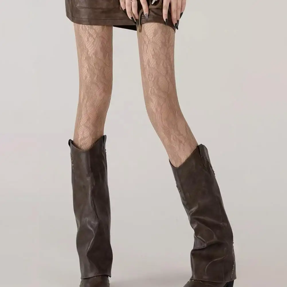 Women Pantyhose Hollow Out Vine Flower Ultra-thin See-through High Elasticity Anti-slip Sexy Dating Party Mini Skirt Stockings