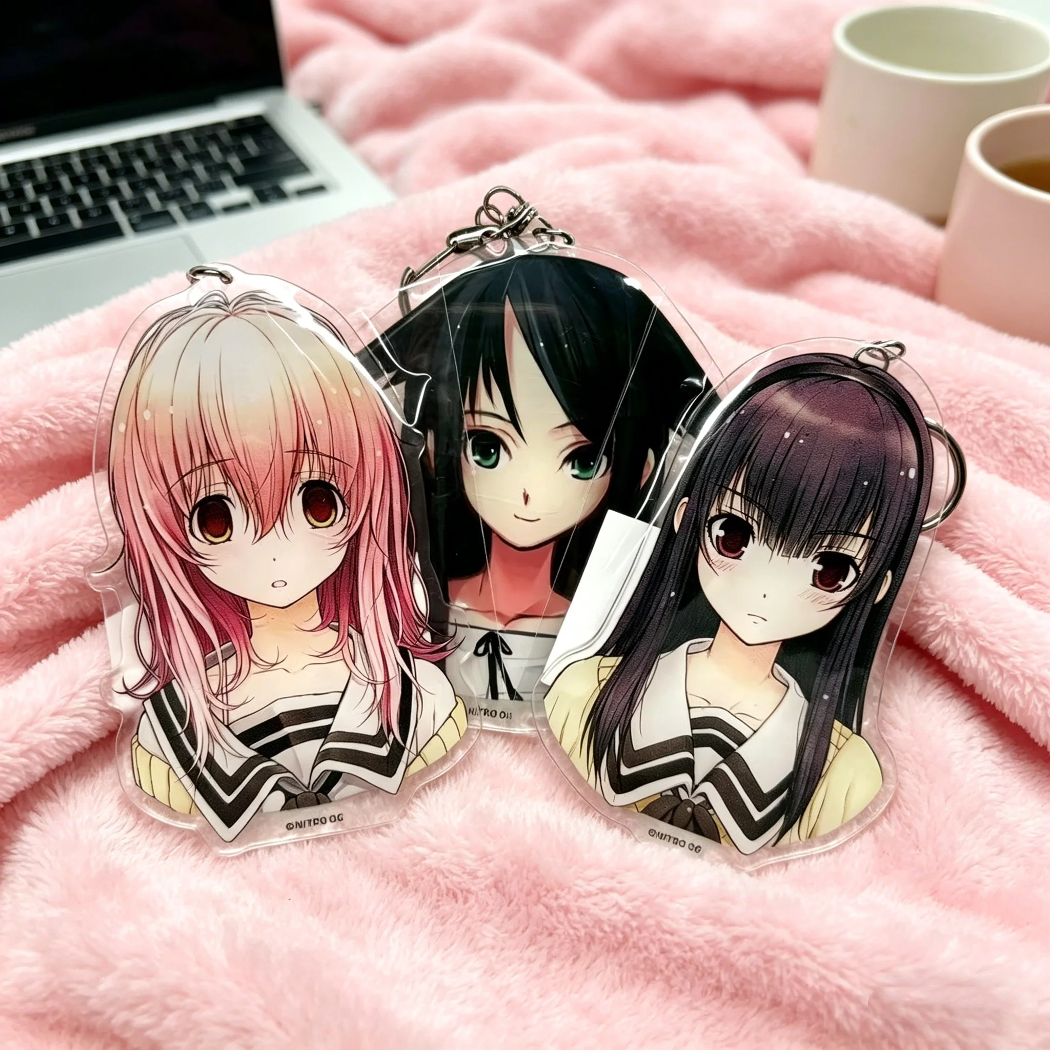 Sone Miyuki Anime Keychain Women You and Me and Her A Love Story Acrylic Key Chain Men Keyring Pendant Accessories Friends Gifts
