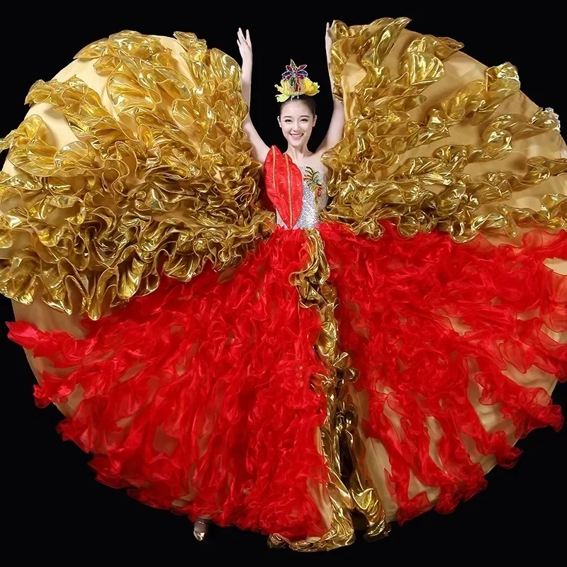 

Atmospheric opening big swing skirt performance large modern dance costume stage with long skirt women 1 piece