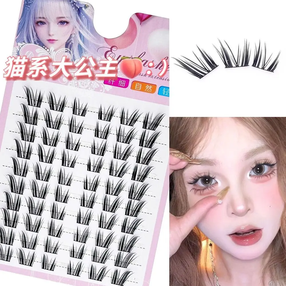 New Fairy Lash Clusters 12mm Cat Eye Manga False Eyelashes C Curl DIY Eyelash Extensions Wet-Look Spiky Anime Lashes Reusable