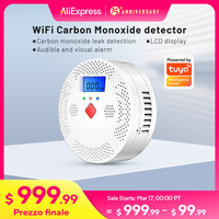 Tuya WiFi Smart Carbon Monoxide Detector Alarm 85dB Sound Warning LCD Digital Display Home Indoor Real-Time CO Monitor Poisoning