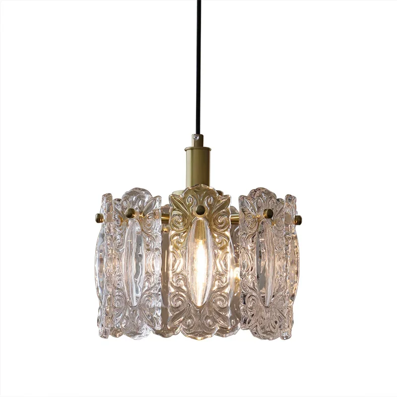 French American retro auspicious cloud glass small chandelier bedroom bedside aisle entrance cloakroom lamp