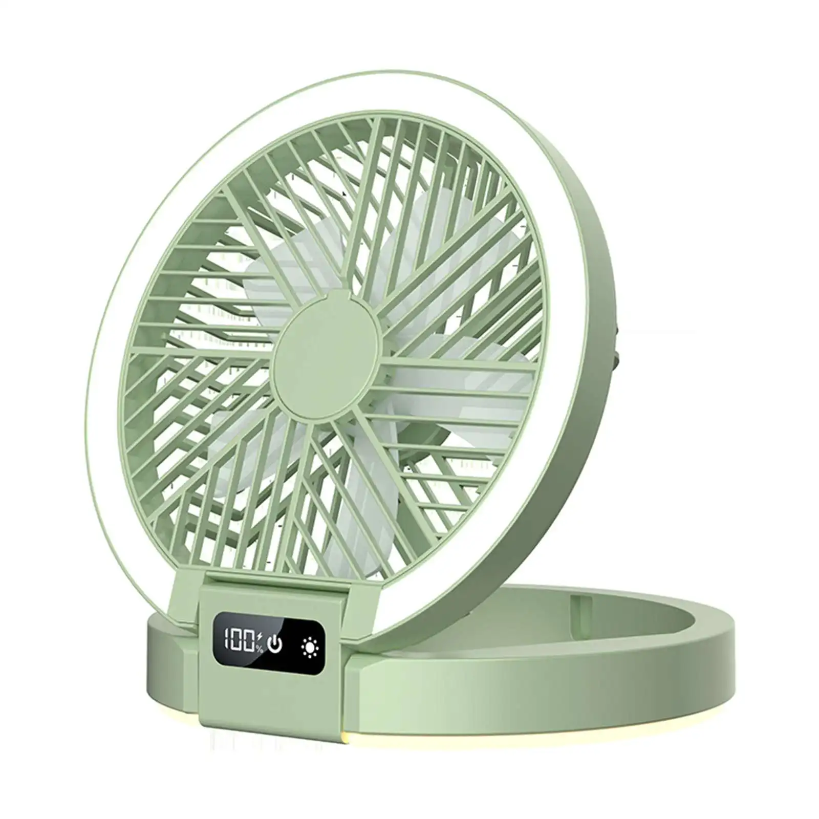 Faltbarer USB Ventilator mit LED Nachtlicht, 5 Geschwindigkeiten, leise, tragbar, Aromafunktion, für Camping, Büro, Zuhause