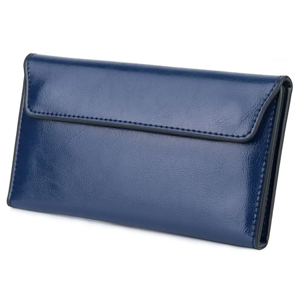 Durable Genuine Leather Women Long Wallet Large Capacity Slim Cowhide Wallet Multipurpose Female Coin Purse Women