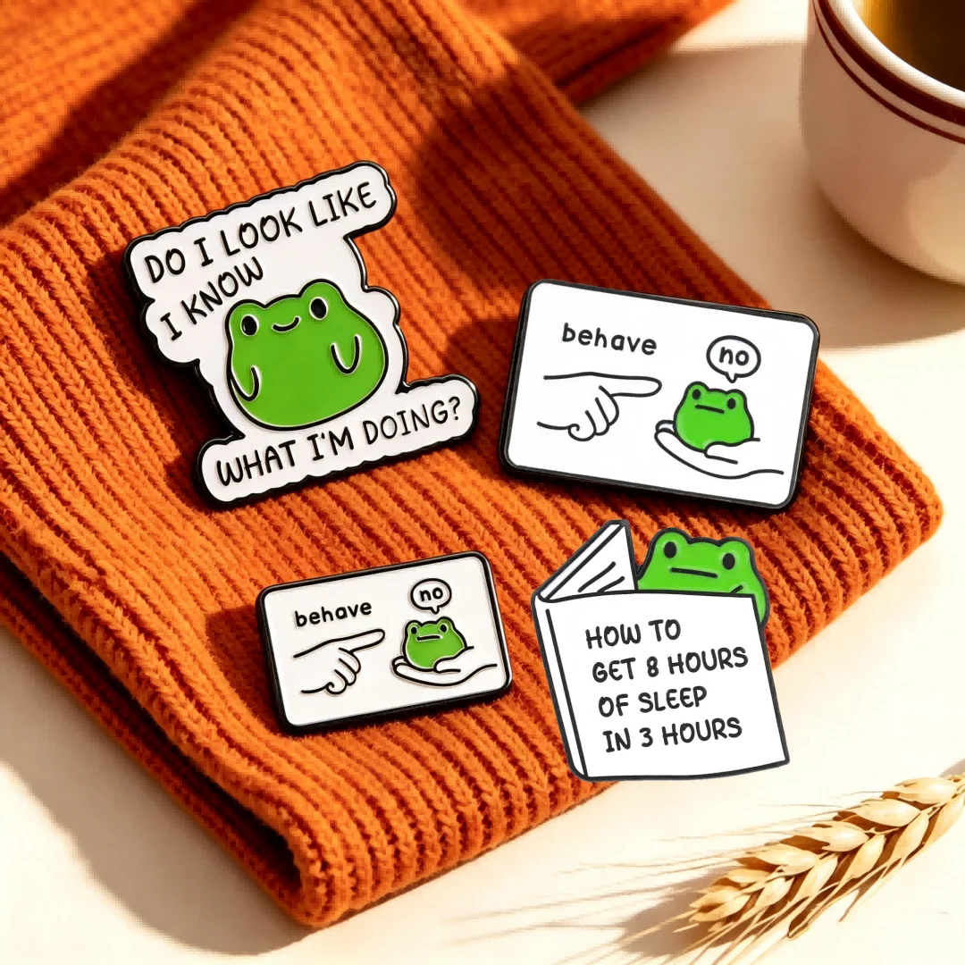 DO I LOOK LIKE I KNOW WHAT I'M DOING?Enamel Pin Humorous Frog Badge Funny Slogan Cartoon Animal Brooch Backpack Jacket Deco Gift