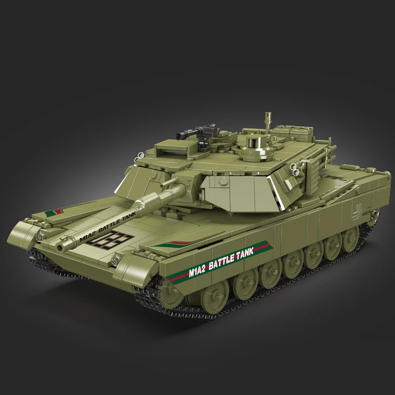 Molde rei 20033 tanque técnico brinquedos o rc m1a2 tanque de batalha principal bloco de construção montagem tanque tijolo conjunto crianças presente natal