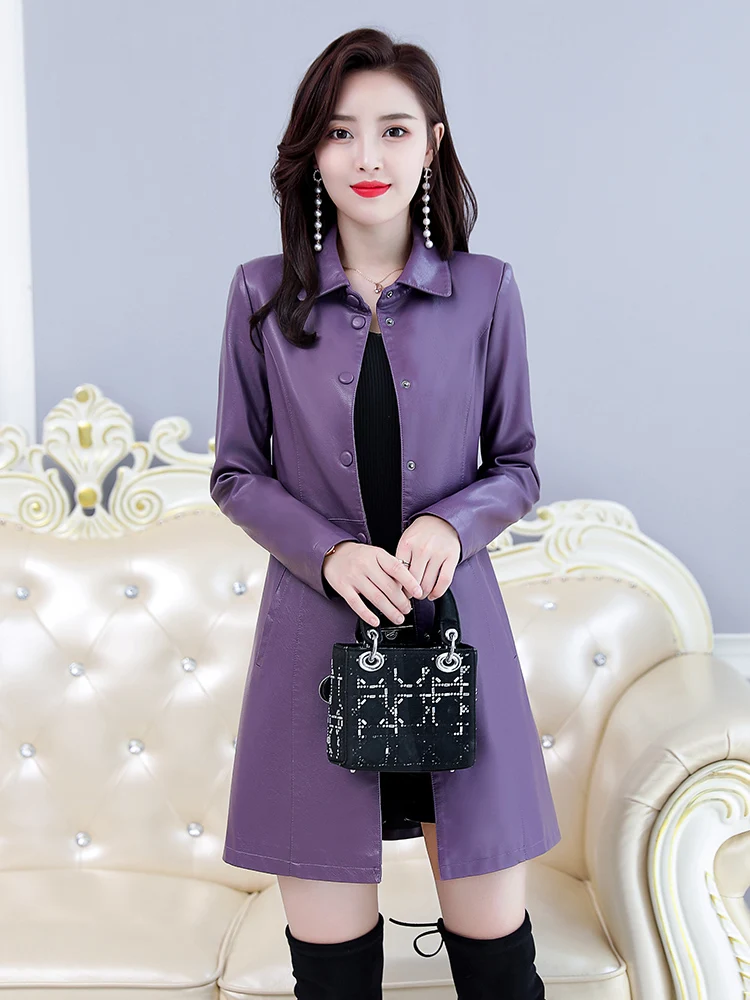 Haining Genuine Leather Jaet Women's Mid-Length 2025 Spring New Korean Version Slim Fit Large Size eepskin Coat Trendy