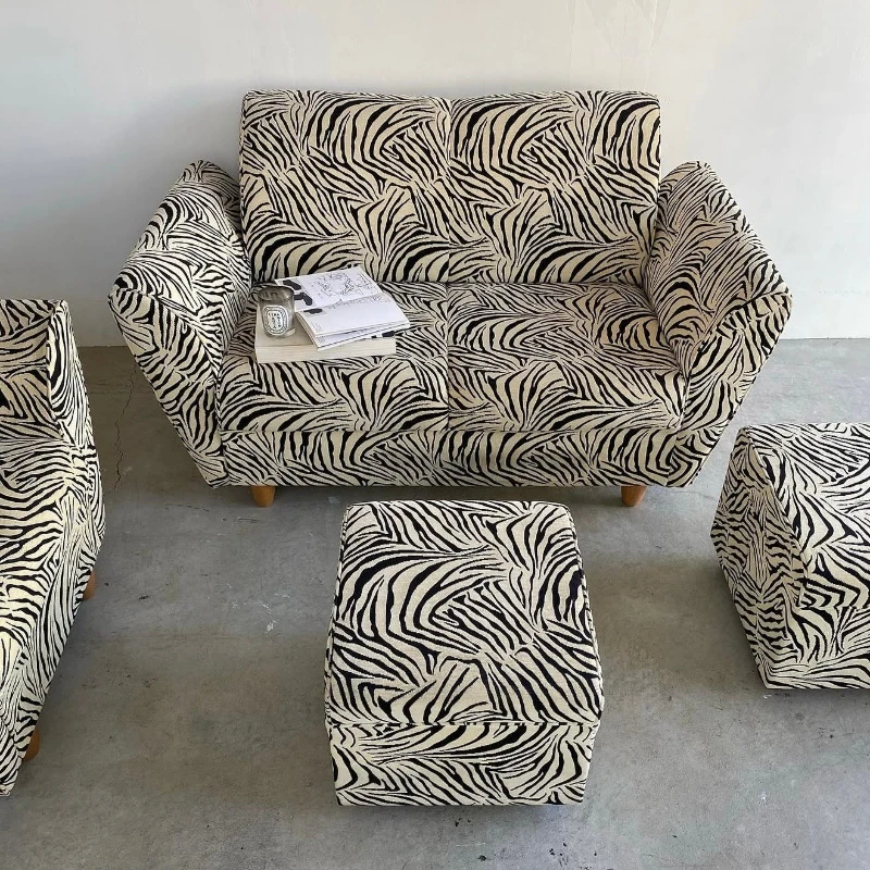 Retro zebra pattern module sofa, free splicing matching sofa Internet celebrity ins style