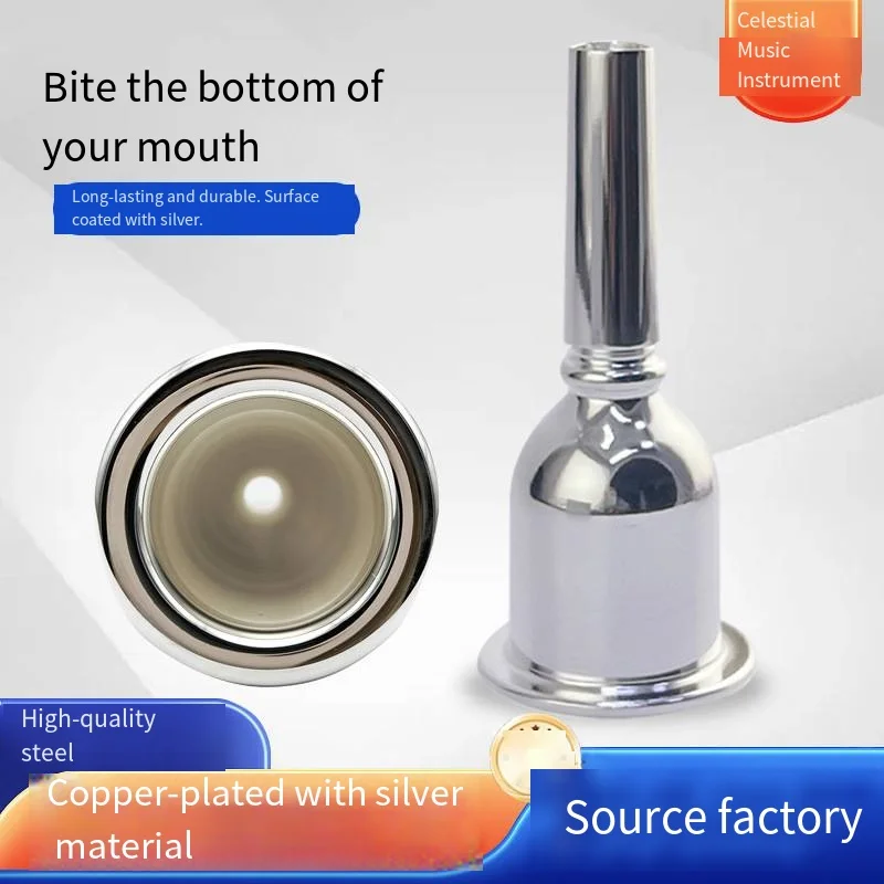 

Tuba The mouthpiece is silver-plated for performance Large size A medium-pitched trumpet instrument with a mouthpiece.