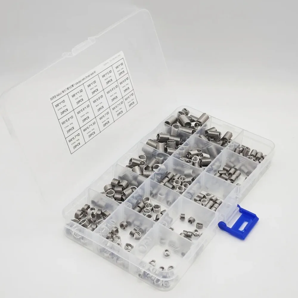 

300 шт., проволочная винтовая резьбовая вставка, резьбовая втулка из нержавеющей стали, инструмент для ремонта резьбы M3x0,5/M4x0,7/M5x0,8