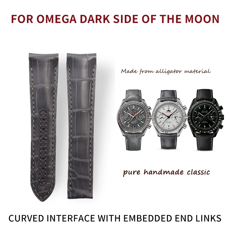 

FOR OMEGA DARK SIDE OF THE MOON,CROCODILE LEATHER STRAP