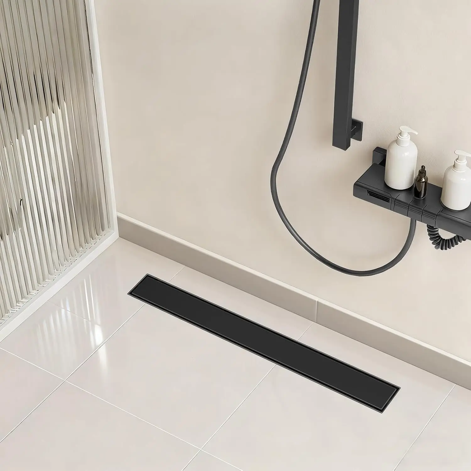 

Modern Rectangle Matte Black Linear Shower Drain 24-Inch 304 Stainless Steel Hotel Use Easy Clean Eco-Friendly Tile Insert