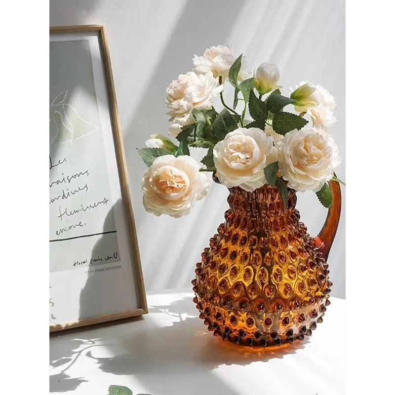 Original imported crystal glass handmade color cold water bottle vase creative high-end amber water bottle 2L
