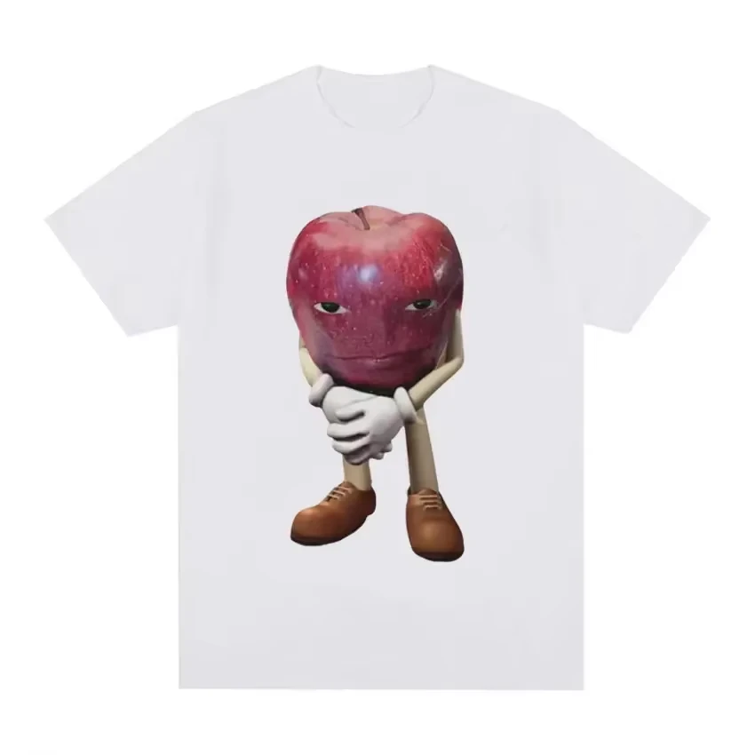 2026 Funny Me Asf Apple with Face Meme T Shirt Unisex Fashion High Quality T Shirts Retro Casual Short Sl