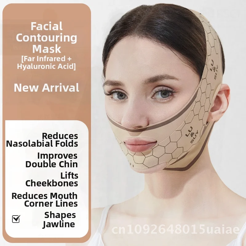Mascarilla de vendaje para levantamiento de cara en V, mascarilla compacta antiflacidez para dormir para mujeres, artefactos de superficie de tallado Facial, herramienta compacta de Estiramiento Facial