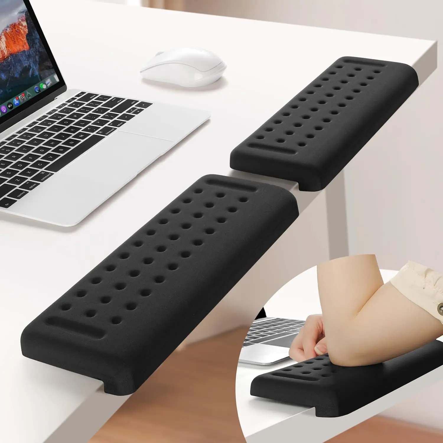 L-Shaped Memory Foam Elbow Pad for Desk, 2-Pack Non-Slip Ergonomic Arm Rest, Wrist & Forearm Support, Office Home