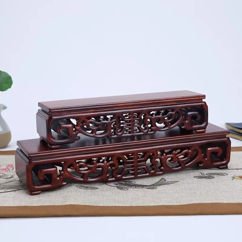 

Red Wood Carving Crafts for Buddha Statue, Rectangular Stone Flower Pot, Sandalwood Decoration Base