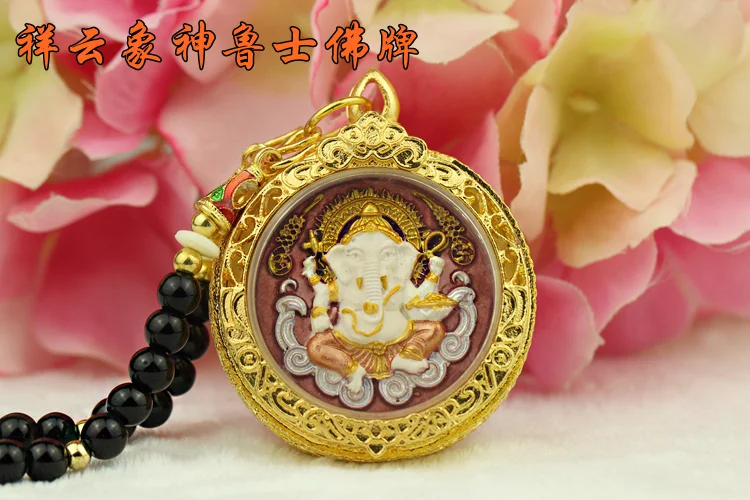 جنوب شرق آسيا تايلاند إله الثروة الفيل غانيش معبد البوذية جلب الحظ المال حسن الحظ بوذا بطاقة تميمة #3