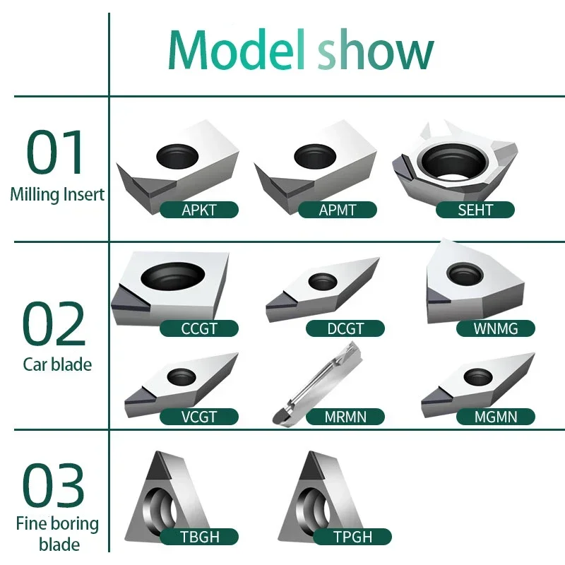 VCGT110302 VCGT110304 Diamond Insert VCGT 110302 110304 PCD Aluminum Alloy End Mill Tool CNC Carbide CBN Turning Lathe