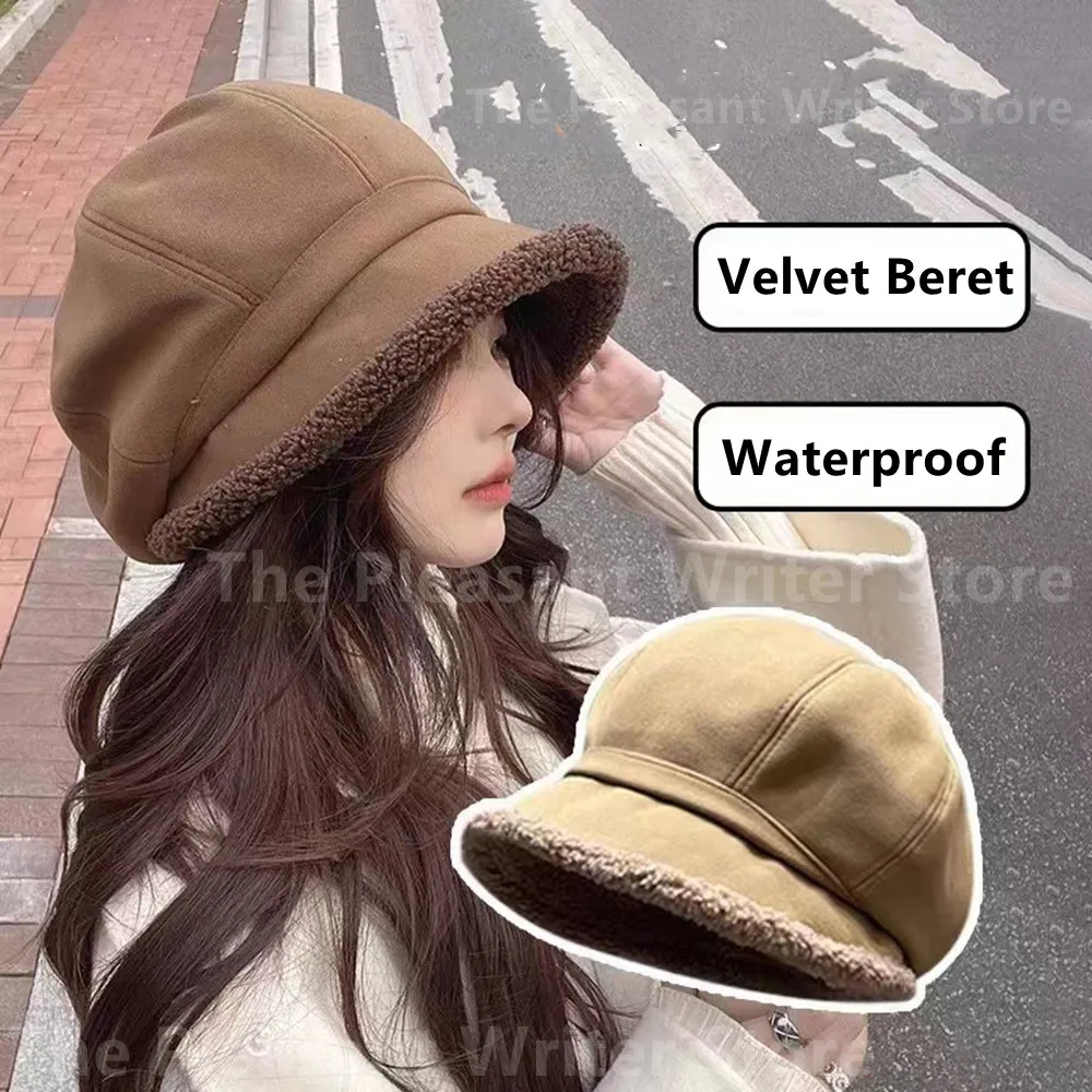 Winter Women Beret Hat Thicken Retro Solid Color Velvet Newsboy Cap Female Keep Warm Octagonal Hats Lady Casual Beanie Hats