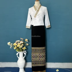 2026 summer thailand clothing gilded yarn folk dance performance dress graceful temperament dignified dai minority style suit