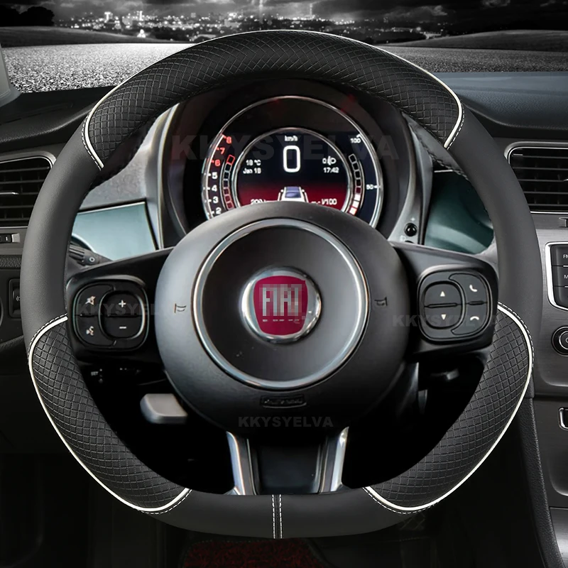Car Steering Wheel Cover Microfiber Leather For Fiat 500 2007-2022 500e 2020 2021 500L 2014-2018 500X 2015-2022 Auto Accessories