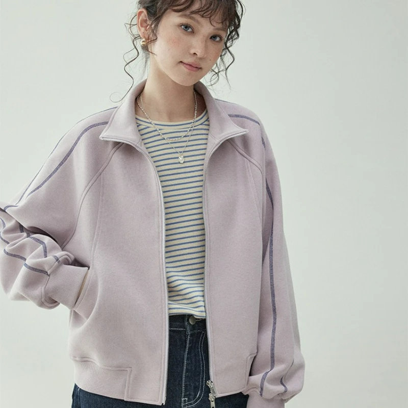 

Женская толстовка на двусторонней молнии с капюшоном, осенняя новинка 2026, модный корейский стиль, нишевый дизайн, повседневная свободная куртка-кардиган