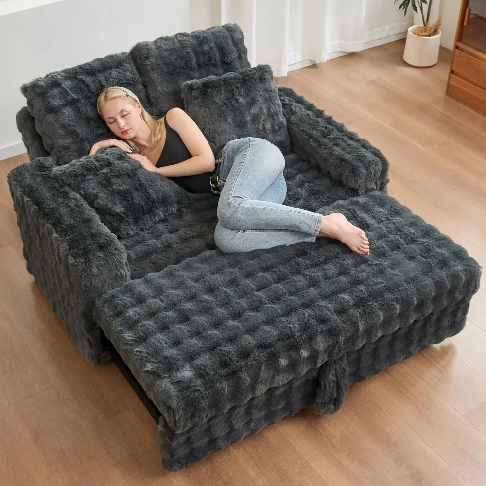 Belffin Upholstered Chaise Lounge Chair Indoor Pull Out Sofa Bed Couch with Pillows Sleeper Couch Plush Corduroy Pull Out Sleepe