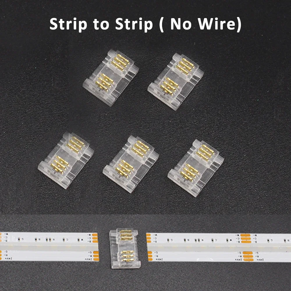 6Pin 12MM COB LED Connector Solderless Quick Wire Connectors Welding-Free for 12mm PCB RGBCCT COB LED Strip Light FCOB LED Tape