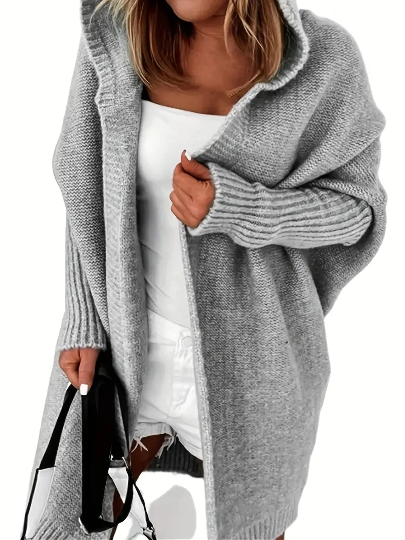 Cakulo Women Knitter Sweater Oversized Hooded Knitted Cardigan Long Sleeve Casual Sweater For WInter Fall Women\'s Sweater