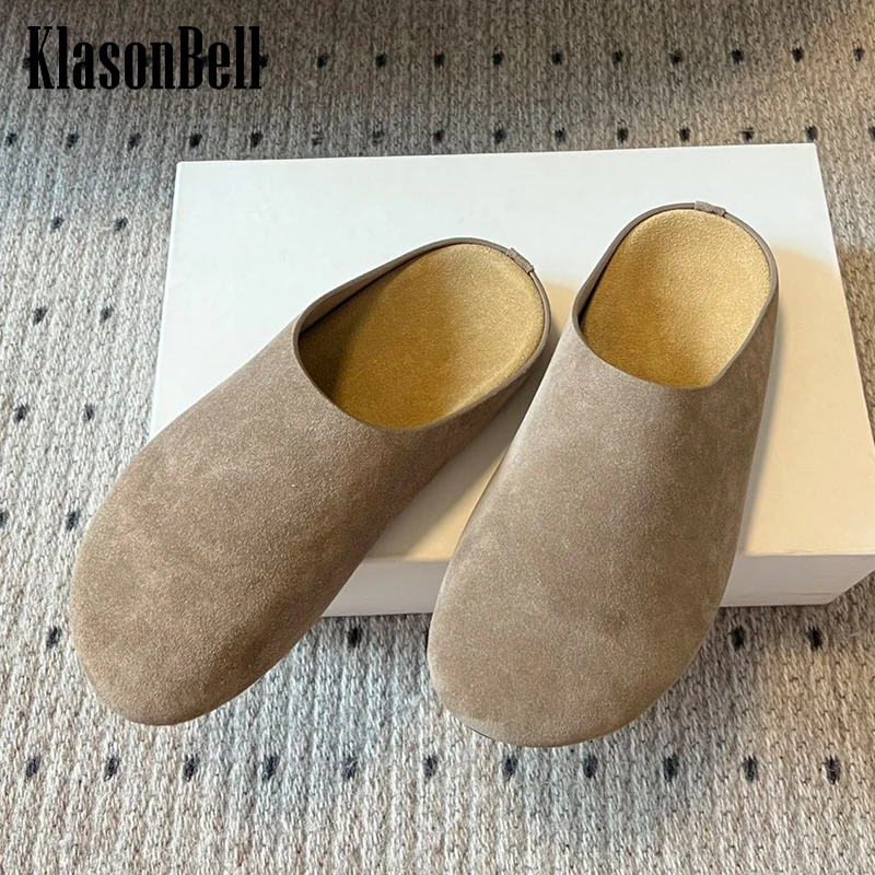 

4.9 KlasonBell Fashion Vintage Cow Suede Baotou Slippers Soft Sole Slides Indoor Casual Female Slippers