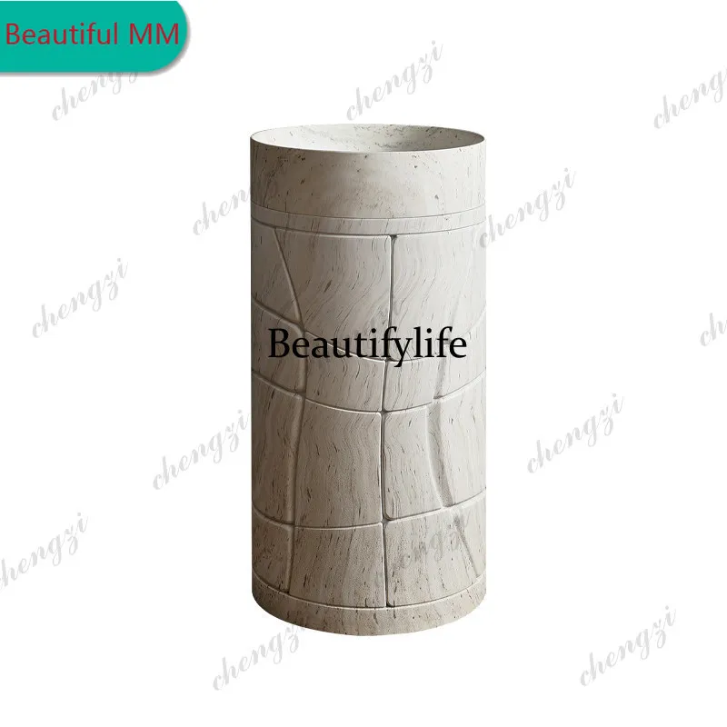 

P182 P182 Japanese-style wabi-sabi wind marble travertine column basin household outdoor