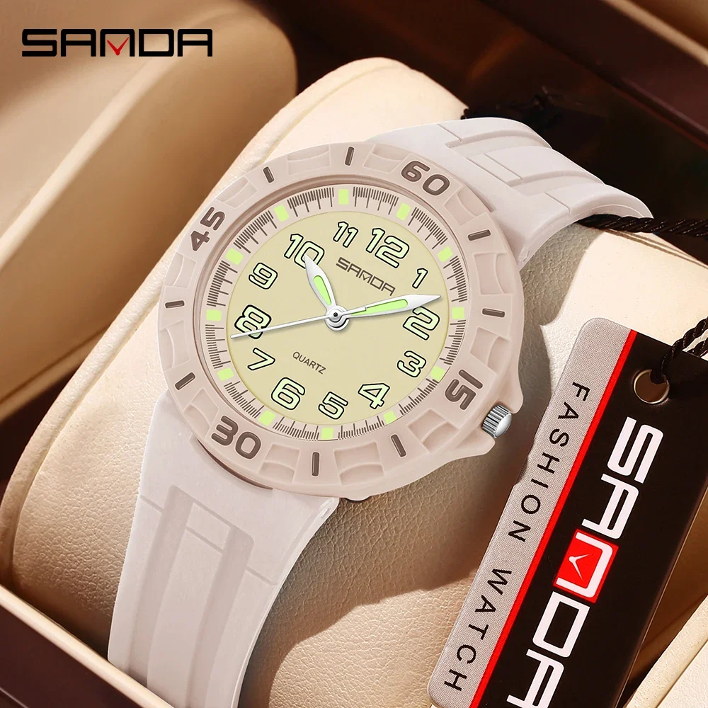 SANDA 2026 Fashion Quartz Student Watch 50m Waterproof Luminous Durable Men's and Women's Sports Watches Simple and Elegant 6386
