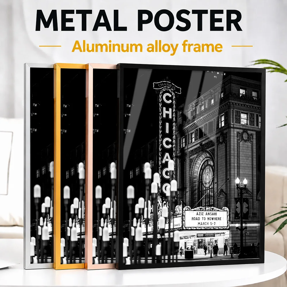 Illuminated Chicago Metal Poster With Aluminum Alloy Frame Personalized Scenic Tribute Wall Art For Travelers Decorating Office