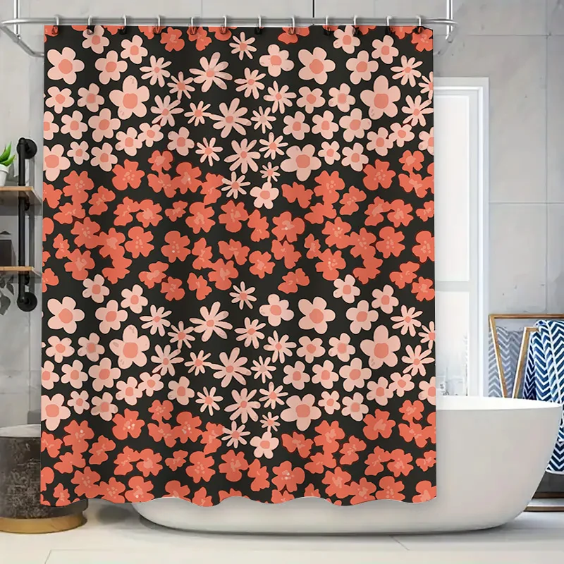 

Современная цветочная занавеска для душа с черным фоном идеально подходит для декора ванных комнат!