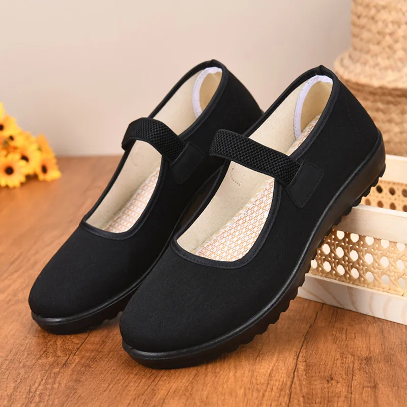 Summer Old Beijing Cloth Shoes Soft sole Anti-slip Comfortable Casual Shoes for Woman Breathable Lightweight Platform Work Shoes