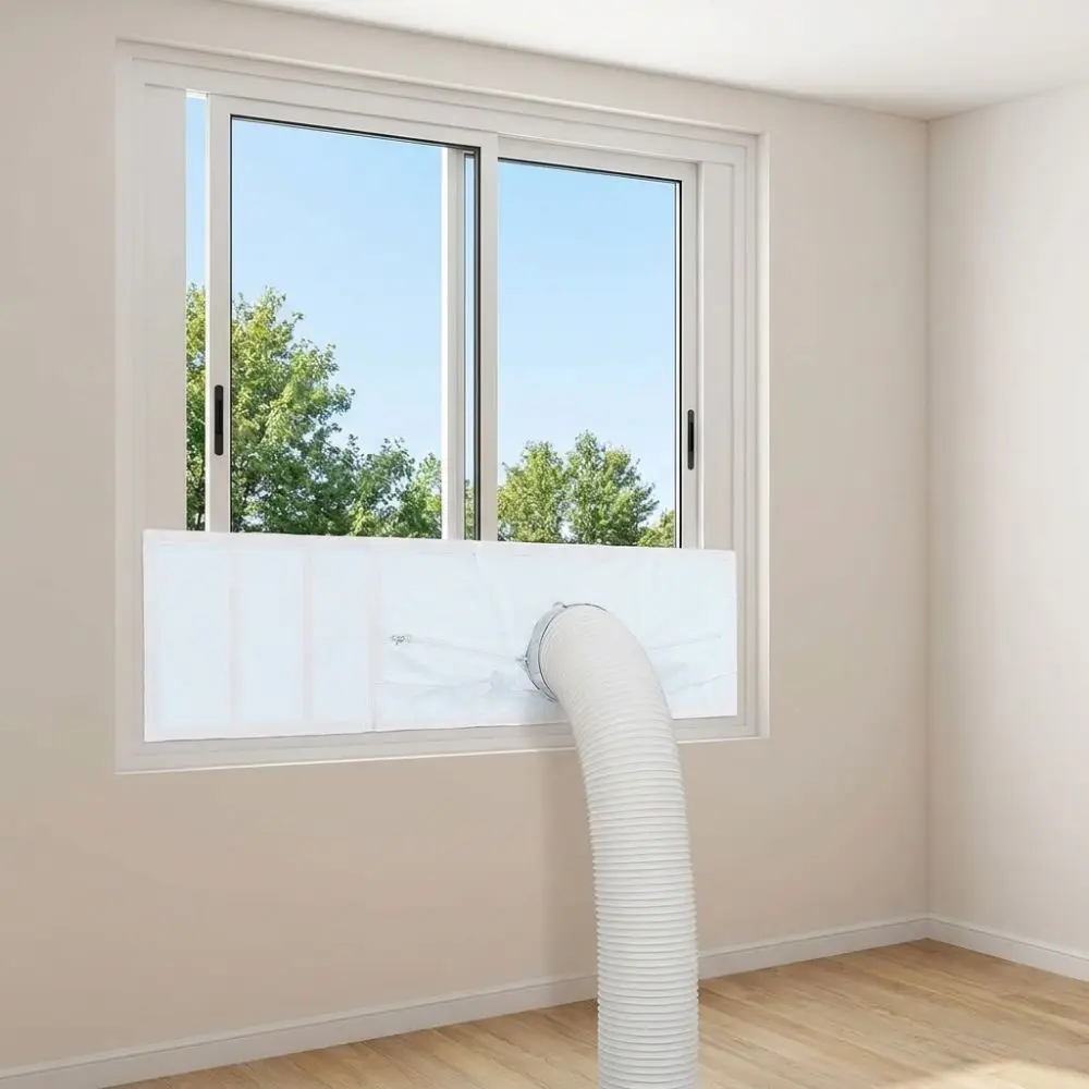 Zipper Style AC Window Seal Cloth Waterproof Hot Air Stop Windproof Air Conditioner Cover Adjustable Length Stability