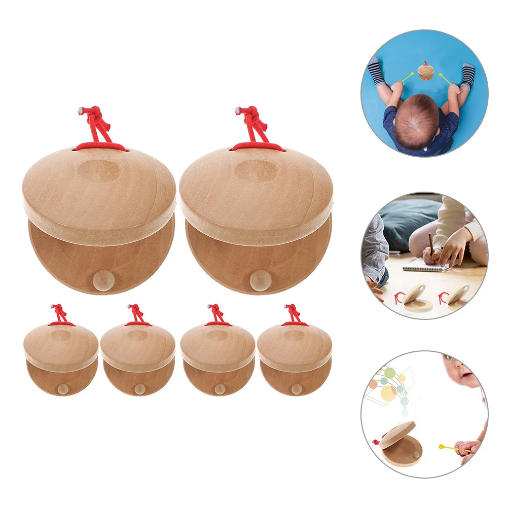 

6Pcs Wooden Castanets Finger Castanets for Adults DIY Music Making Hand Eye Coordination Small Percussion Instruments
