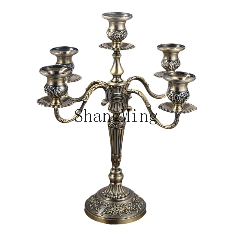 

PYH metal three-headed five-headed candle holder retro creative romantic candlelight dinner metal wedding candle holder ornament