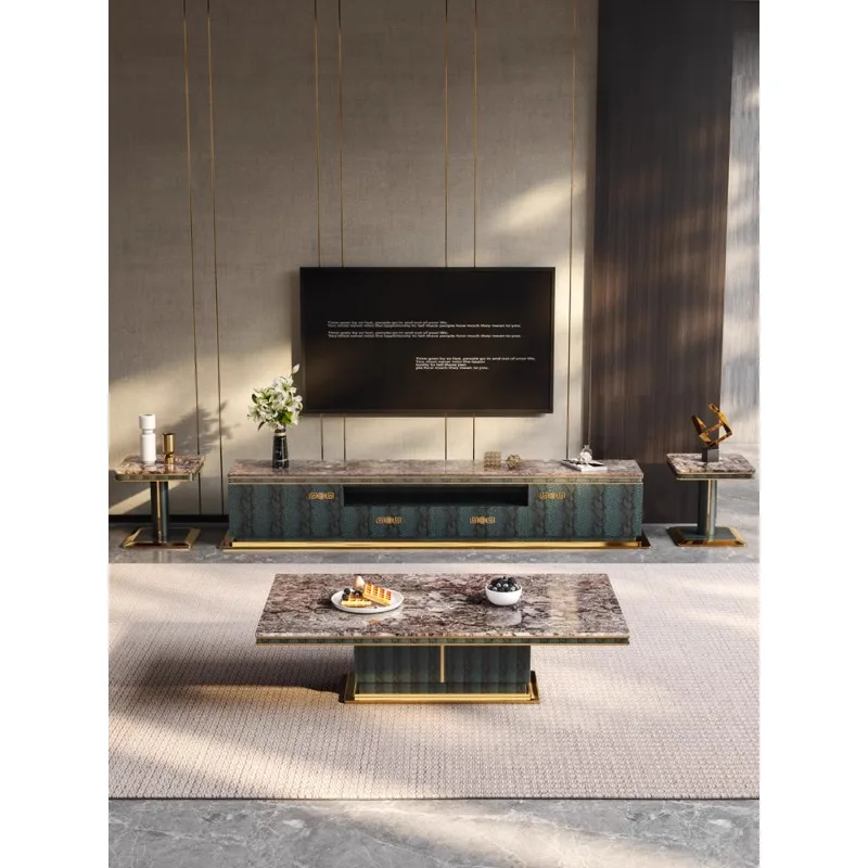 

Italian light luxury coffee table TV cabinet combination simple modern marble high-end villa designer creative furniture