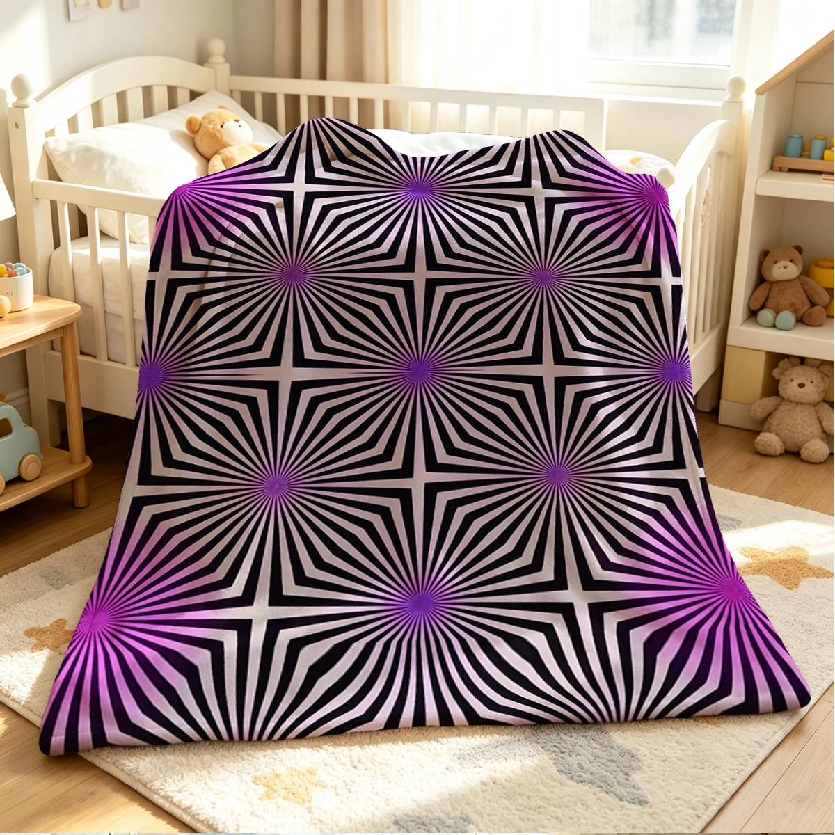 Purple Burst Flannel Blanket Warm Soft Halloween Christmas Couch Warm Cozy Decorative Decor Gift for All Season