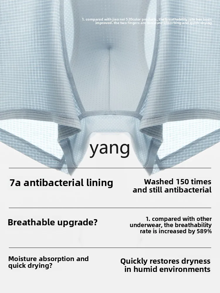 LMM men's boxer underwear seamless ice silk antibacterial breathable mesh boxer shorts