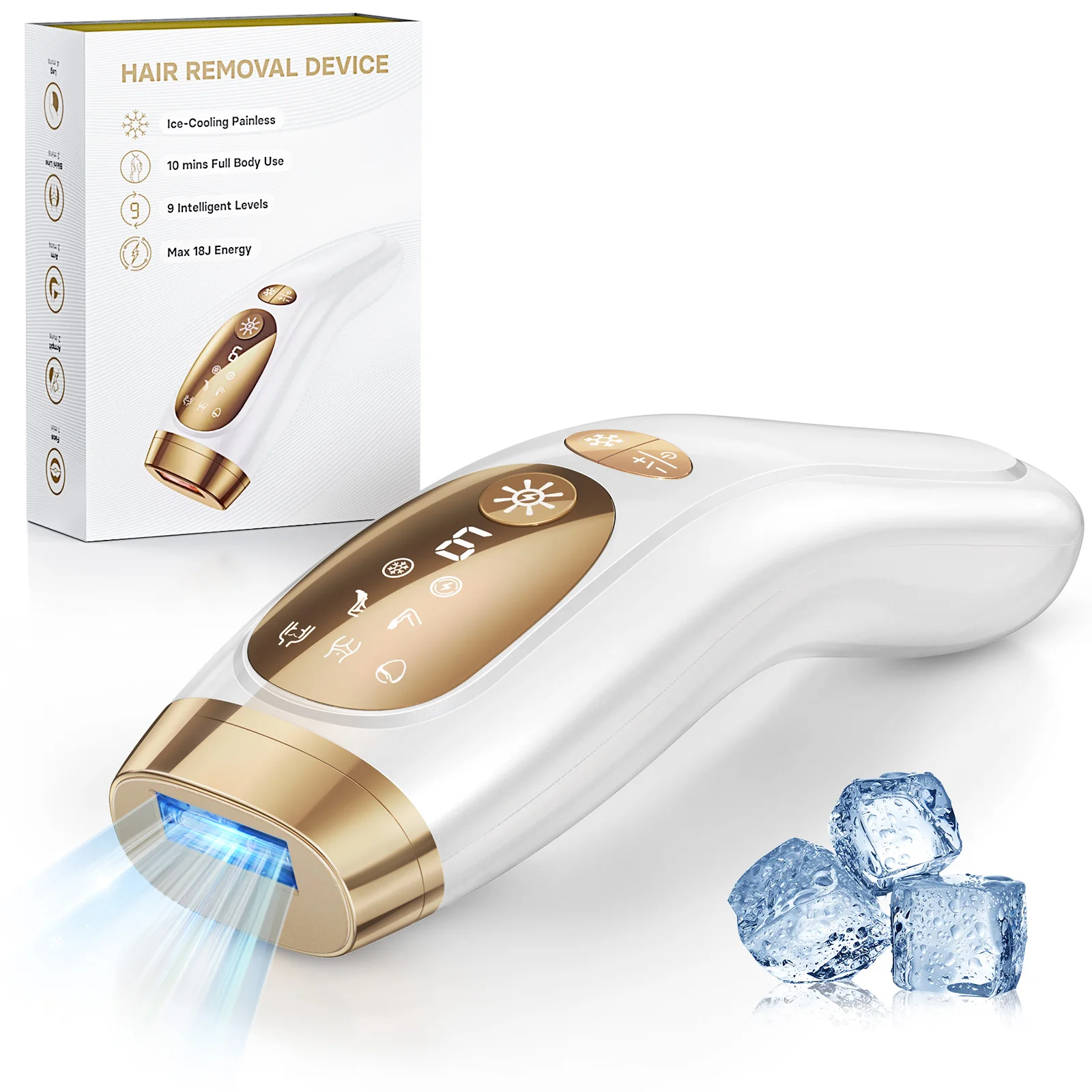 Laser Hair Removal with Ice Cooling Care Function for Women Men Permanent,Unlimited Flashes Painless Epilator IPL Hair Remover