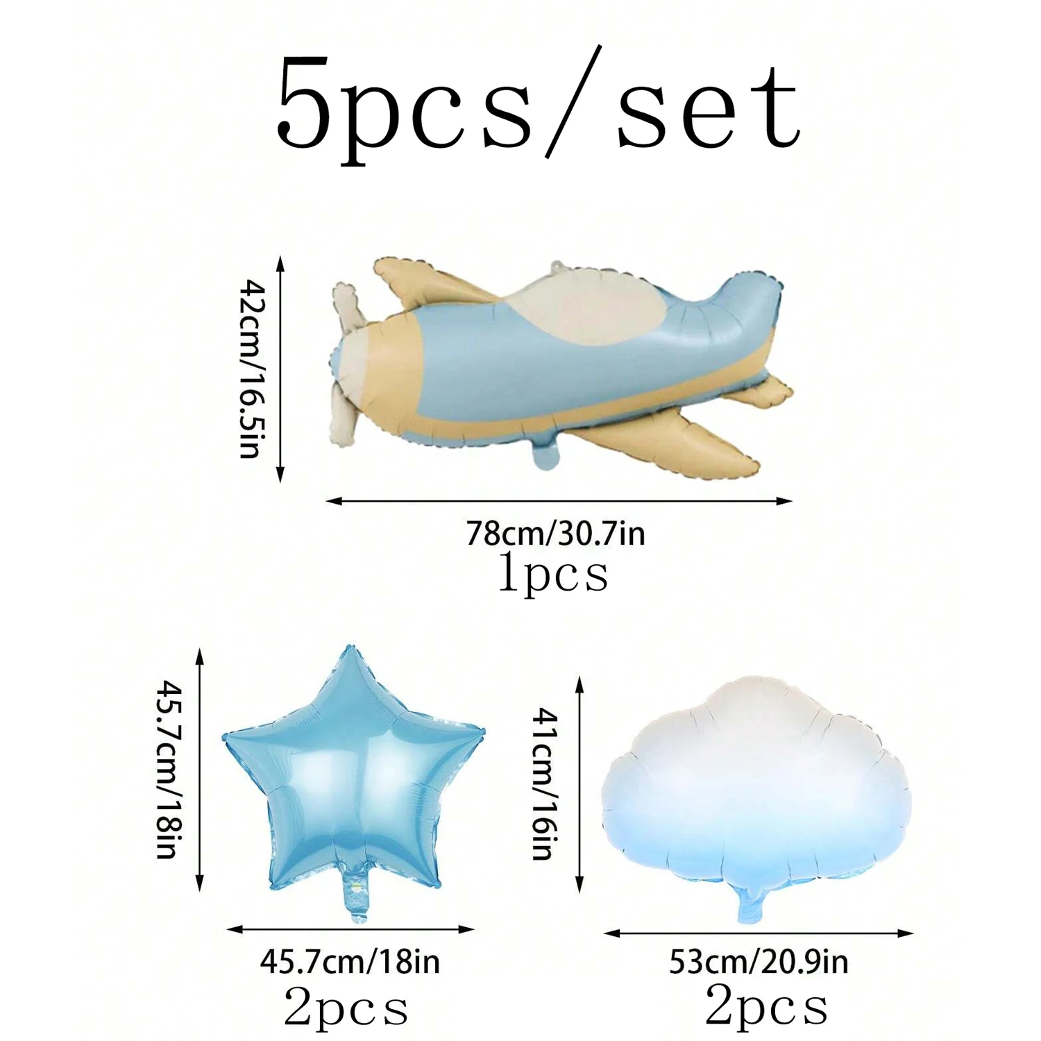 5-częściowy zestaw balonów samolotowych, odpowiedni na przyjęcie urodzinowe, dekoracja imprezowa z motywem przygodowym, balony do dekoracji domu.